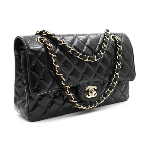 black patent leather chanel handbag|chanel calfskin handbag.